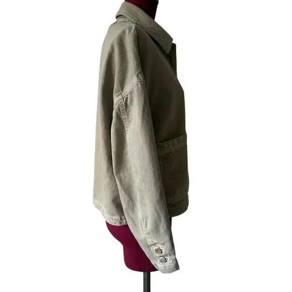 Zara Oversized Jacket Shacket Utility Cotton Green Small - Picture 10 of 10